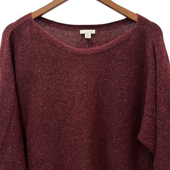 J. Jill Womens Silk Blend Speckled Pullover Knit Sweater Burgundy Size Large - Picture 2 of 7